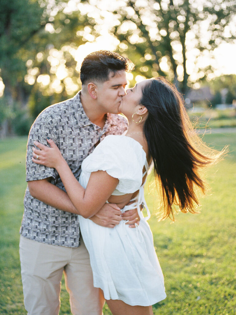 Documentary engagement photos on film.