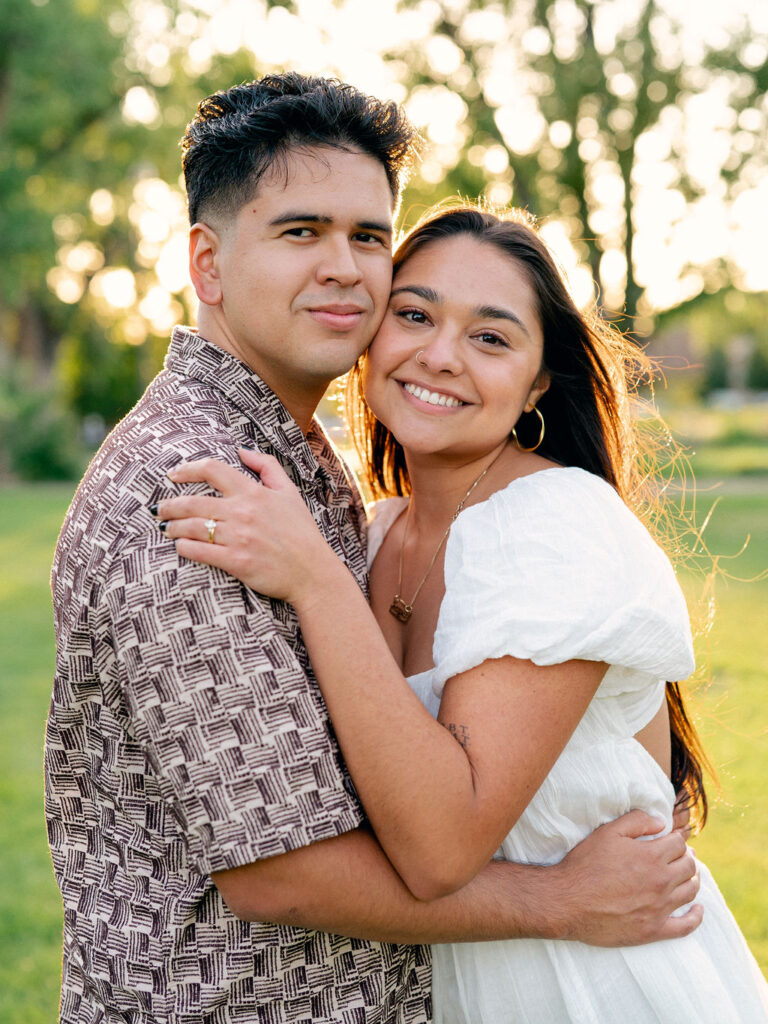 Engagement photos at Washington Park on a sunny summer evening in Denver.